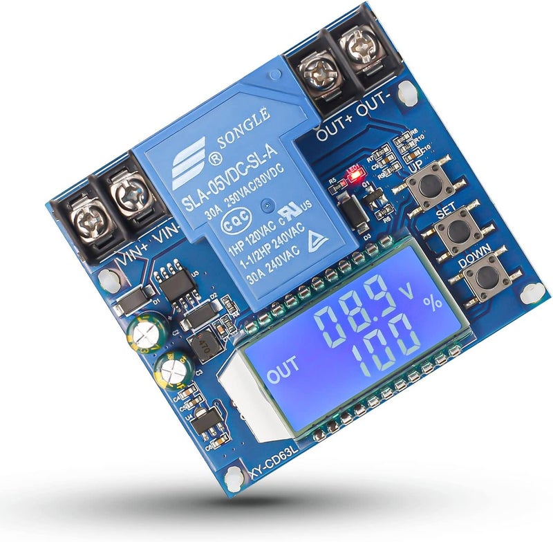 IS Low Voltage Disconnect, ICSTATION DC 6V-60V 30A Charging Discharging Protection Board with LCD Display Low Voltage Protector Disconnect Switch Module for Lead Acid Lithium Battery - Image 1